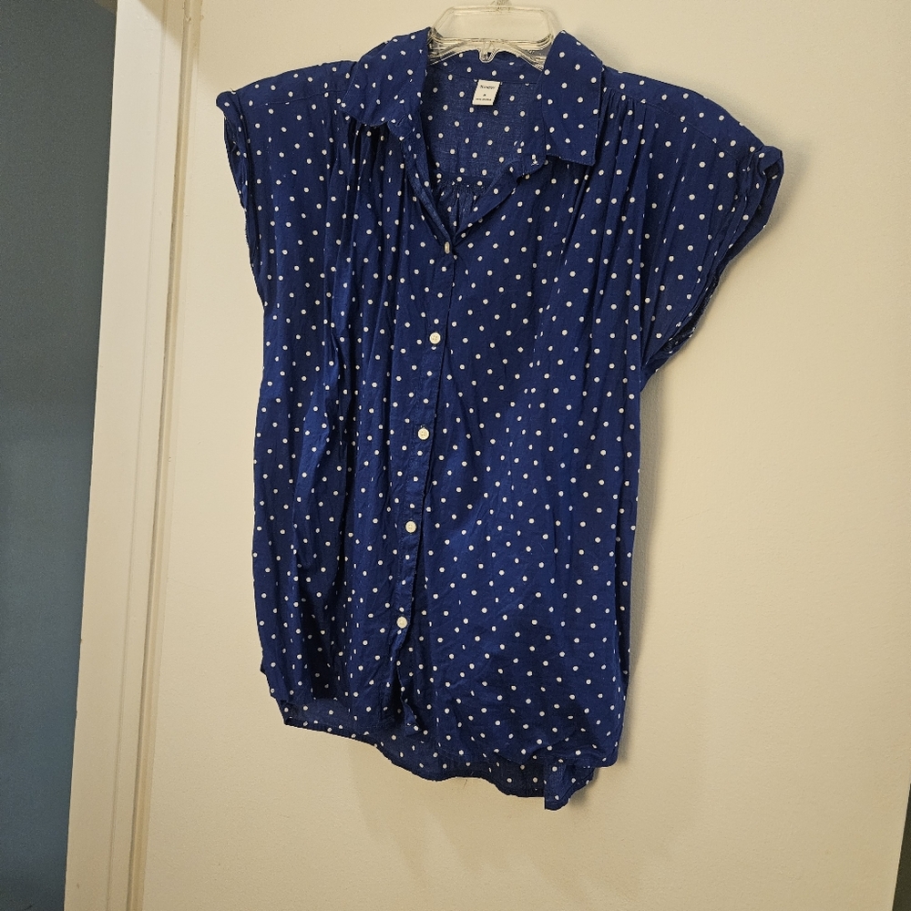 Old Navy Blue Polka Dot Blouse Size M $10